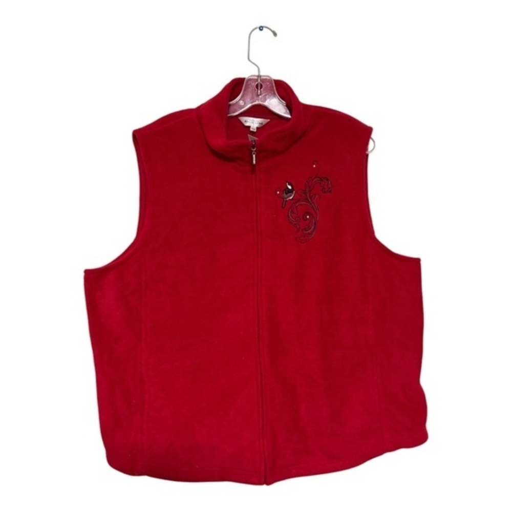 Northern Reflections Womens Vest Fleece Cardinals Embroidered Plus Size 3X